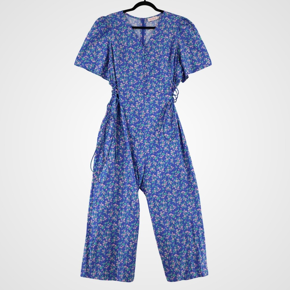 Ivy City Co. Floral Jumpsuit Womens 20W‎ Blue Cottagecore Wide Leg Pockets NWT